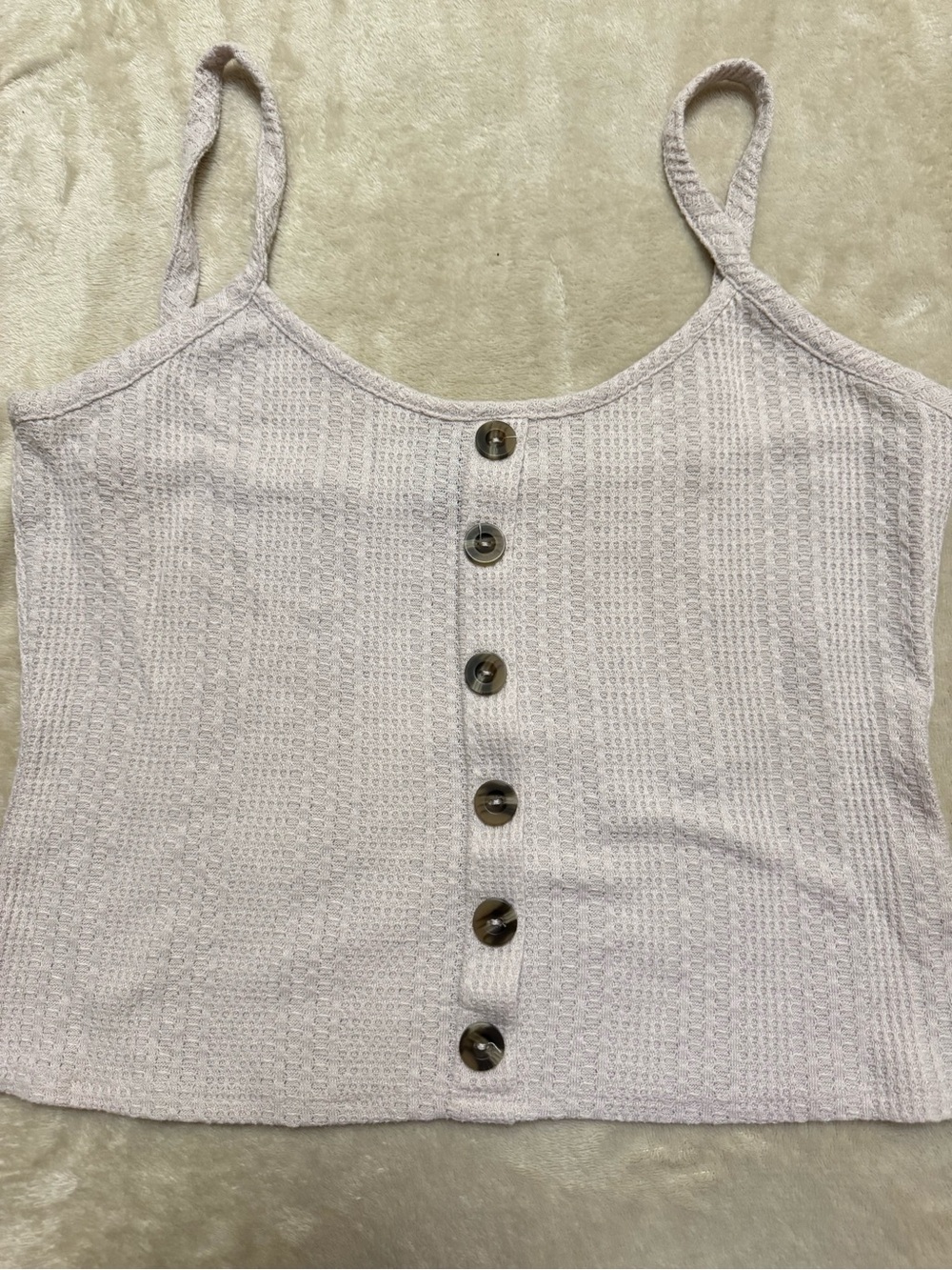 Paper Crane Lilac Waffle-Knit Button-Front Cami